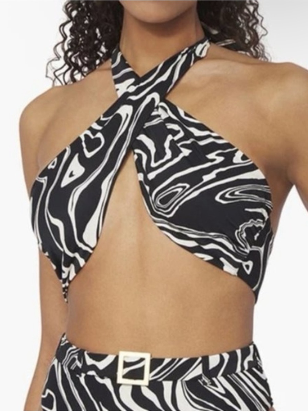 WeWoreWhat Marble Convertible Wrap Halter Swim Top